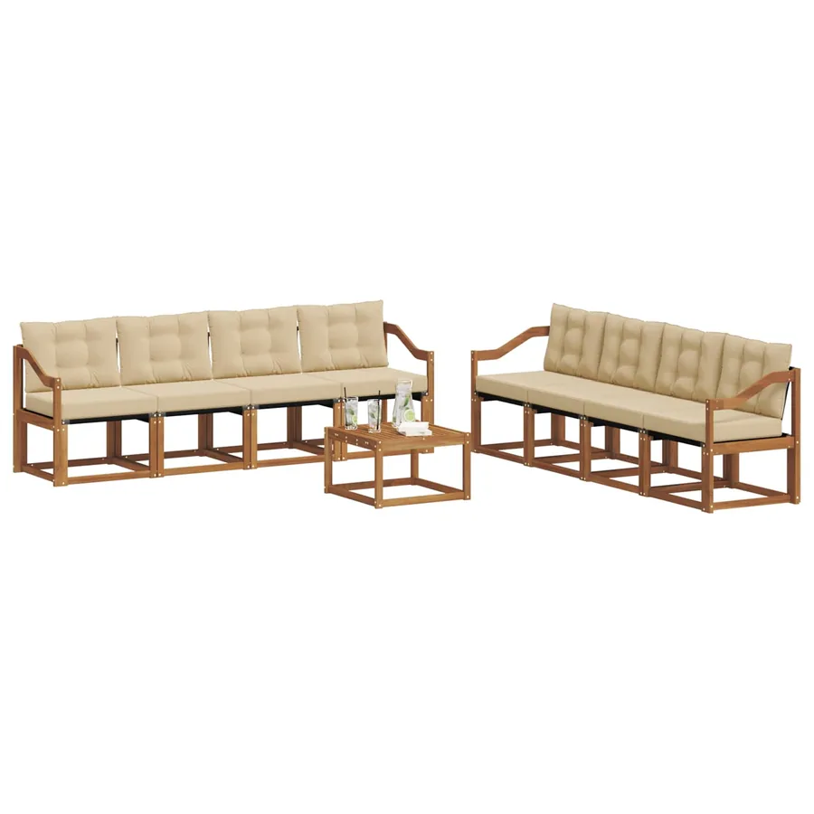 Ensemble de canapés d'extérieur 9 pcs Naturel et Beige - 3