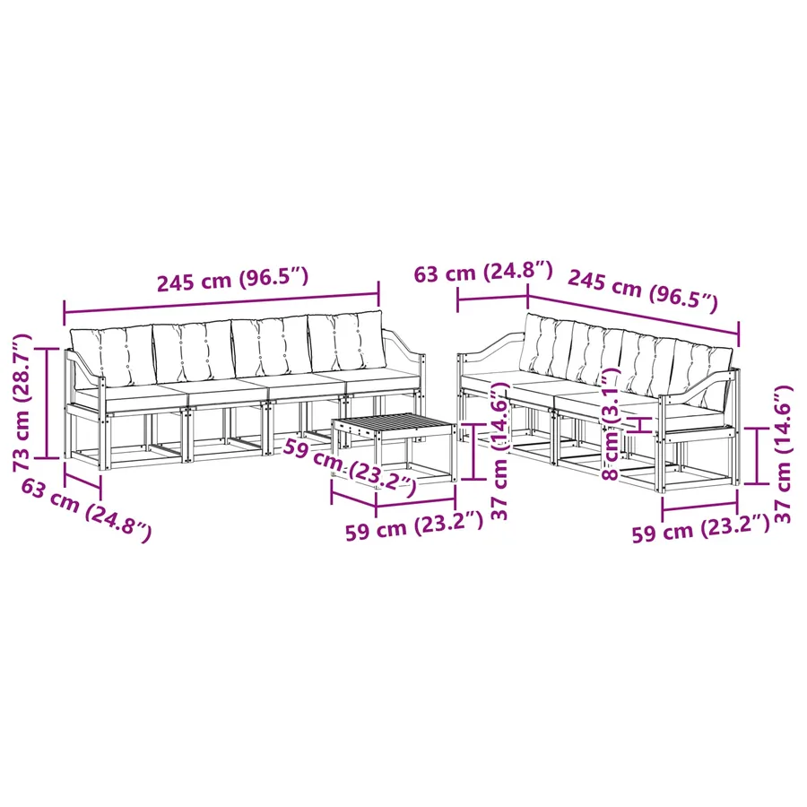 Ensemble de canapés d'extérieur 9 pcs Naturel et Beige - 9