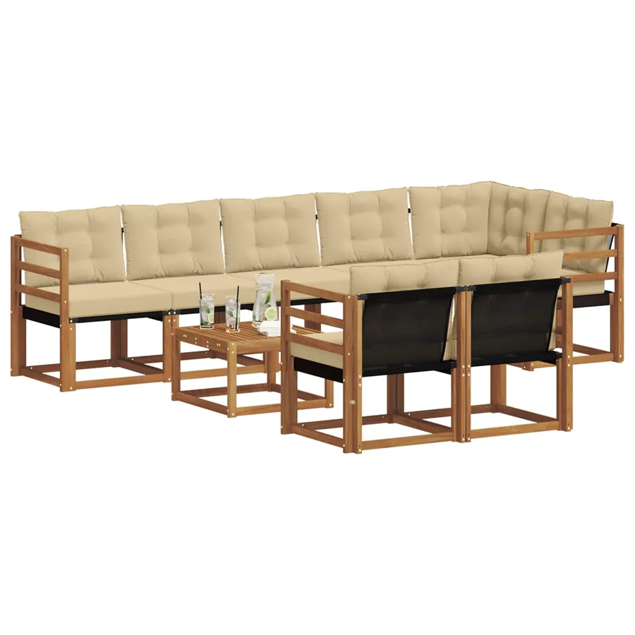 Ensemble de canapés d'extérieur 9 pcs Naturel et Beige - 3