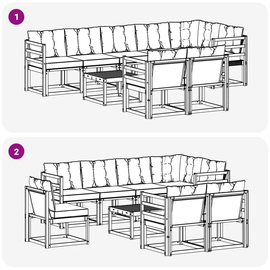 Ensemble de canapés d'extérieur 9 pcs Naturel et Beige - 8