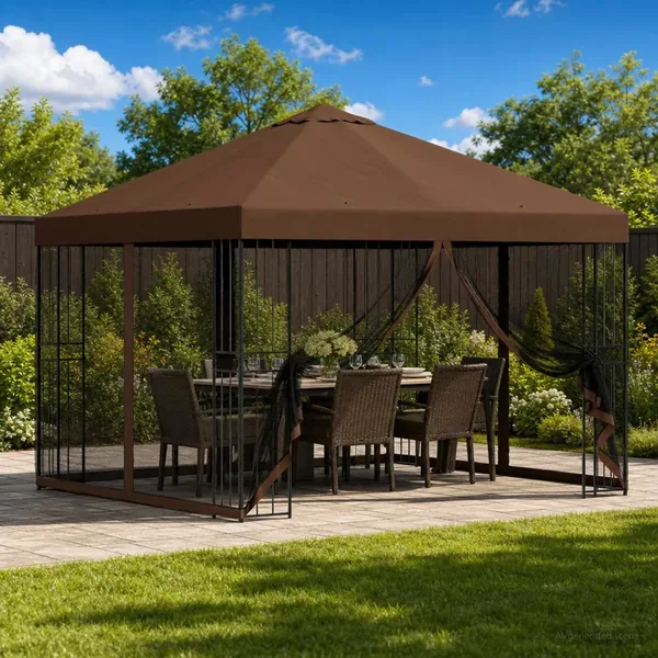 Abri de jardin avec parois 3 x 3 m Marron Polyester et Acier
