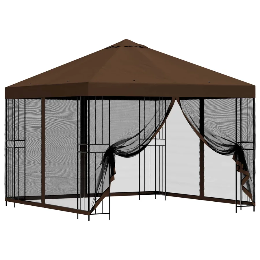Abri de jardin avec parois 3 x 3 m Marron Polyester et Acier - 2