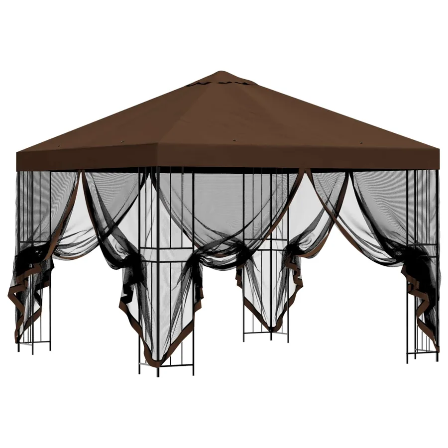 Abri de jardin avec parois 3 x 3 m Marron Polyester et Acier - 4