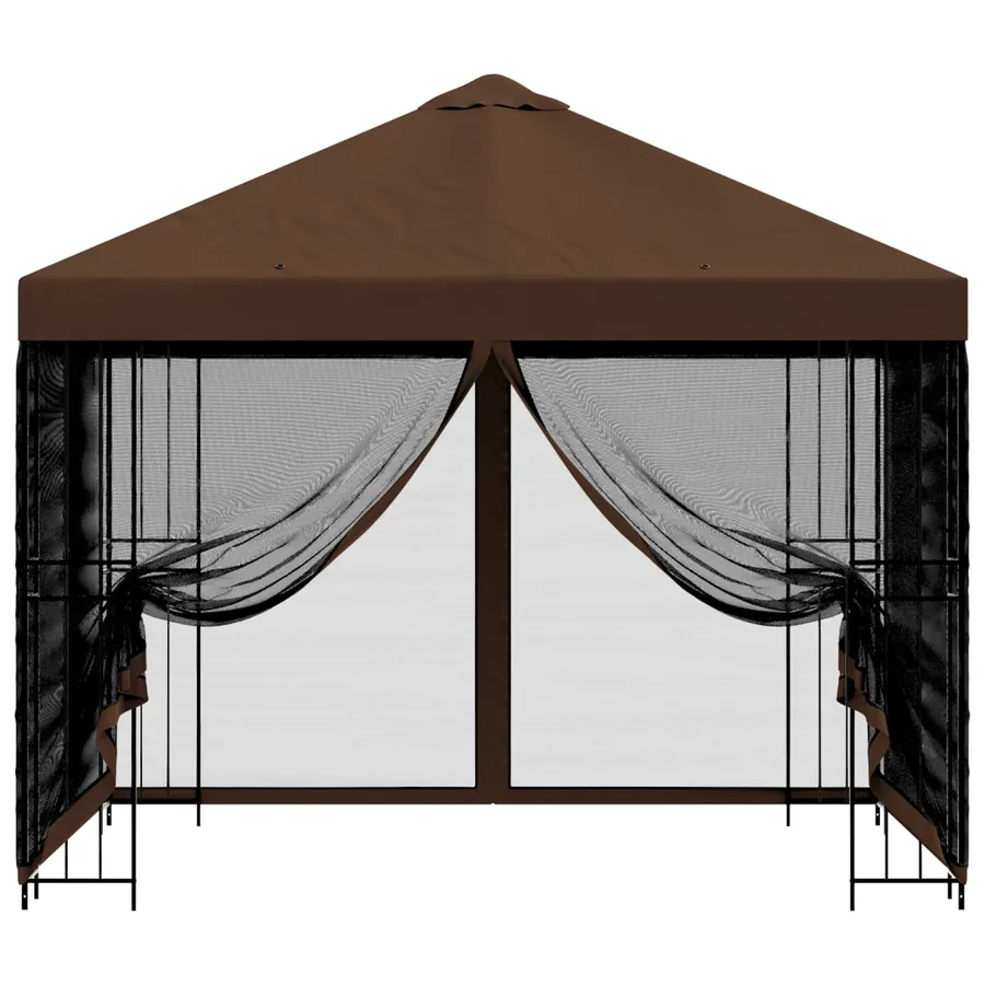Abri de jardin avec parois 3 x 3 m Marron Polyester et Acier - 5