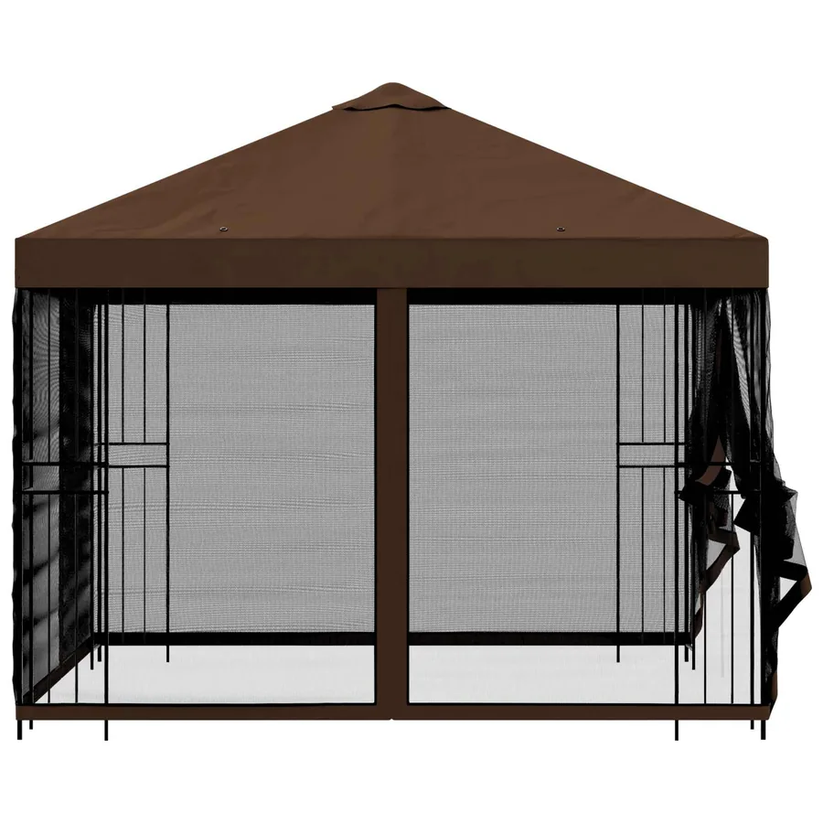 Abri de jardin avec parois 3 x 3 m Marron Polyester et Acier - 6