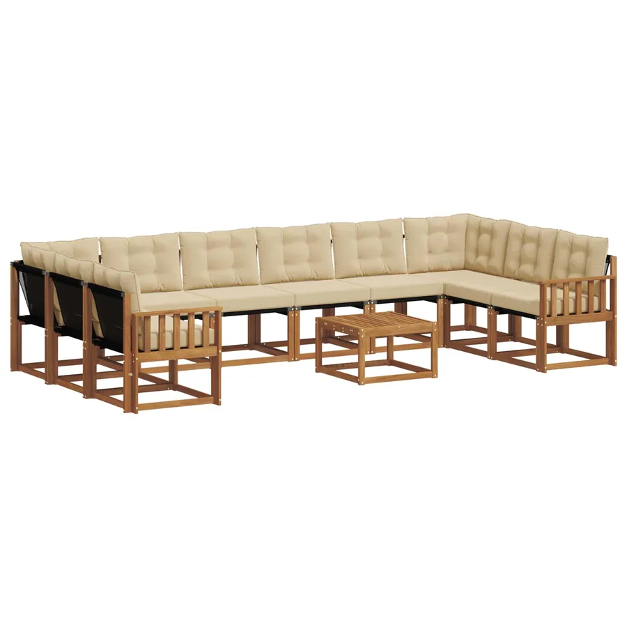Ensemble de canapés d'extérieur 11 pcs Naturel et Beige - 2