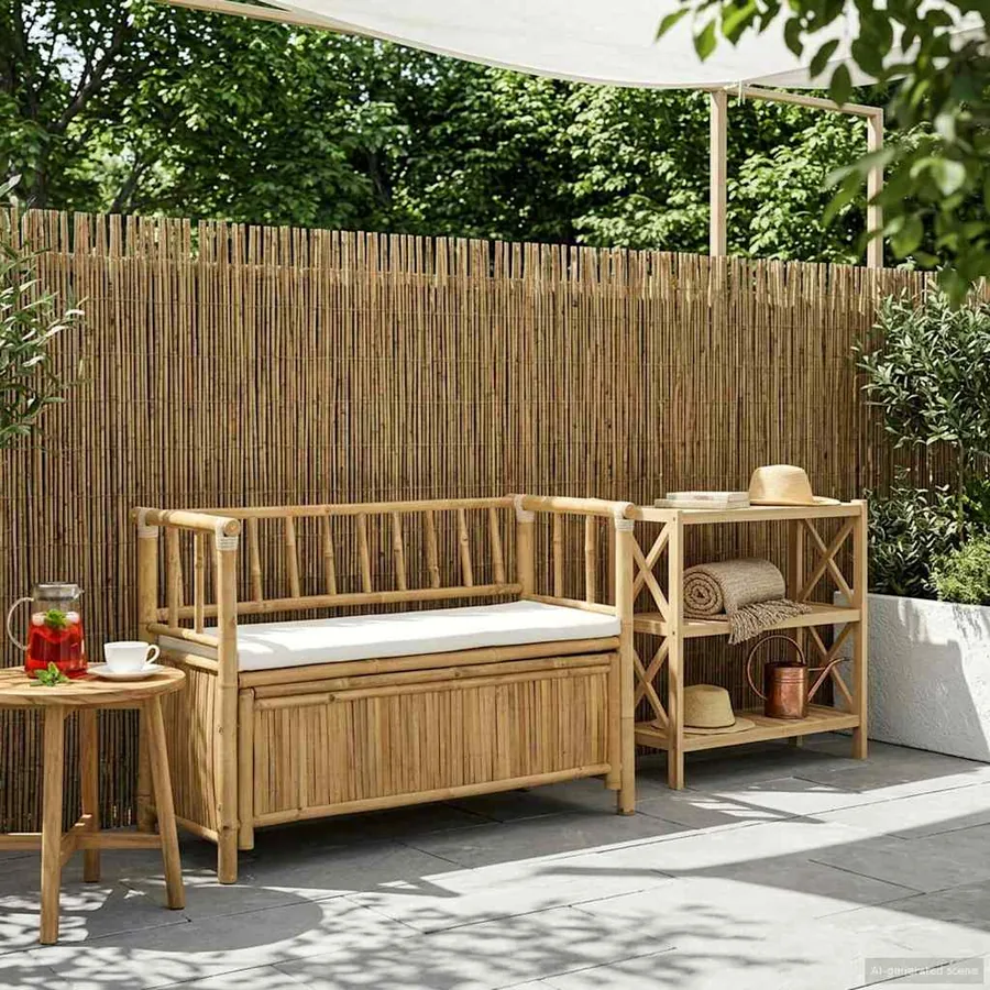 Banc de Rangement de Jardin 110 x 47 x 80 cm Bambou Naturel