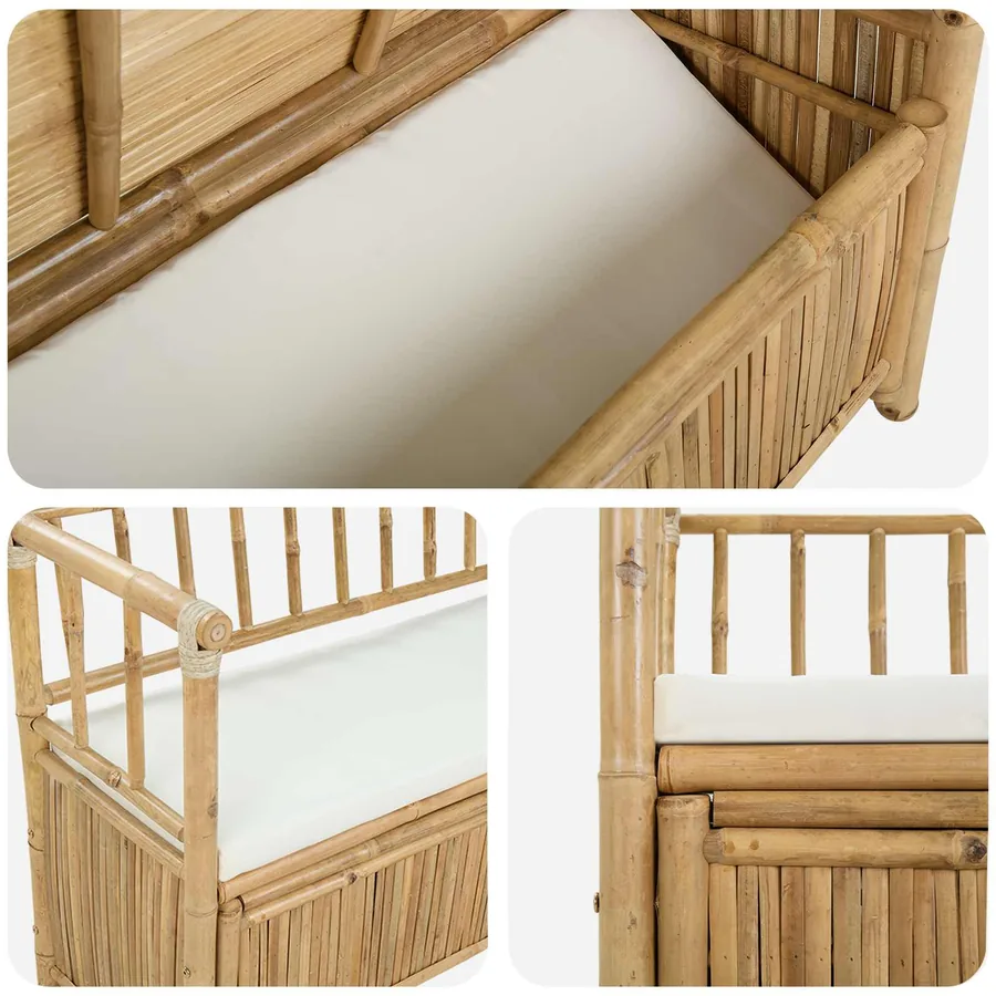 Banc de Rangement de Jardin 110 x 47 x 80 cm Bambou Naturel - 7