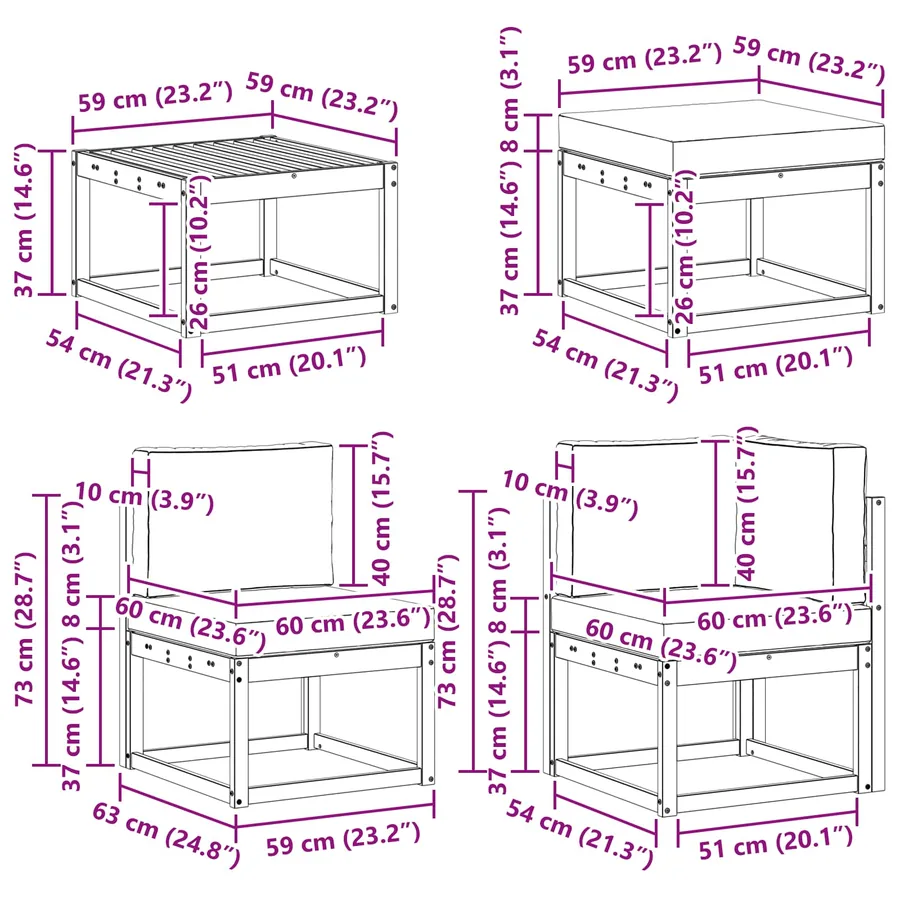 Ensemble de canapés d'extérieur 8 pcs Naturel et Anthracite - 13