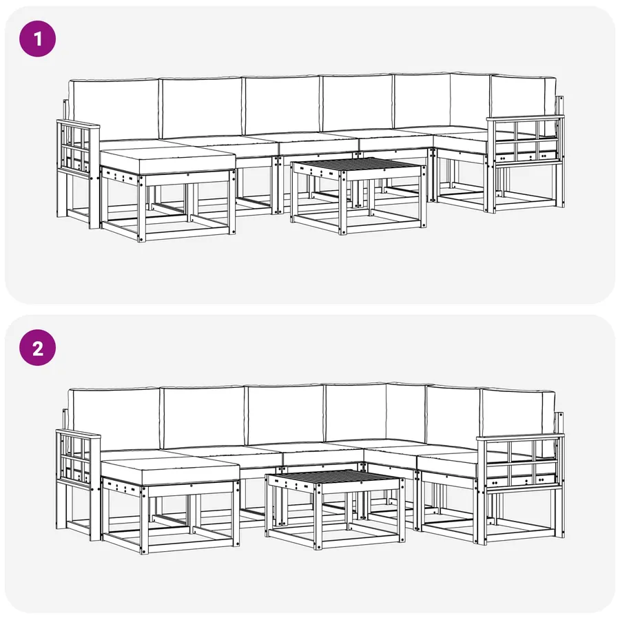 Ensemble de canapés d'extérieur 8 pcs Naturel et Anthracite - 9