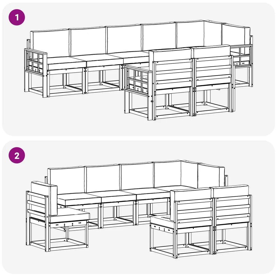 Ensemble de canapés d'extérieur 8 pcs Naturel et Anthracite - 7