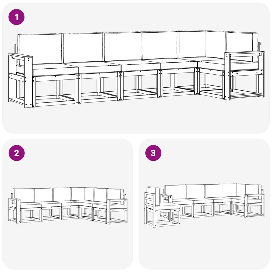 Ensemble de canapés d'extérieur 6 pcs Naturel et Anthracite - 7