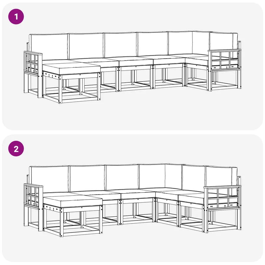 Ensemble de canapés d'extérieur 7 pcs Naturel et Anthracite - 7