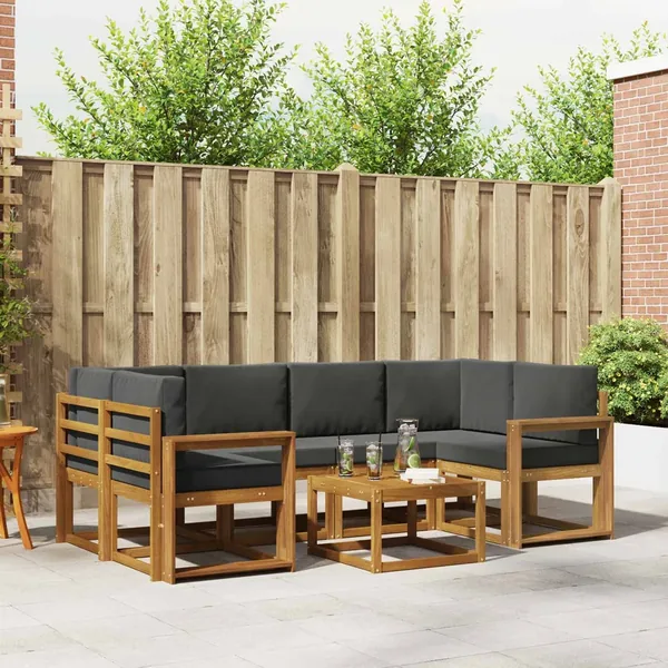 Ensemble de canapés d'extérieur 7 pcs Naturel et Anthracite