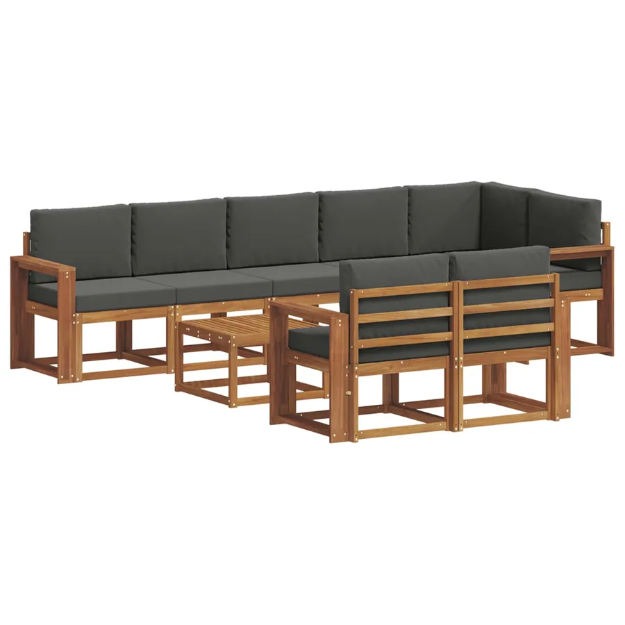 Ensemble de canapés d'extérieur 9 pcs Naturel et Anthracite - 2
