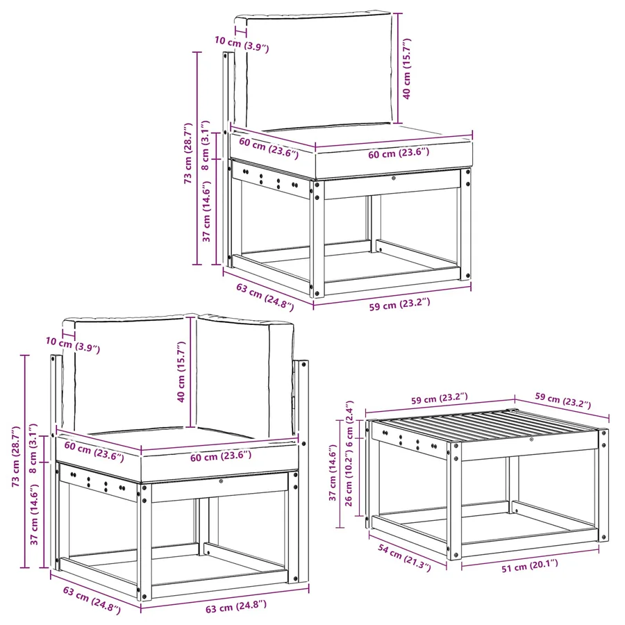 Ensemble de canapés d'extérieur 7 pcs Naturel et Anthracite - 12