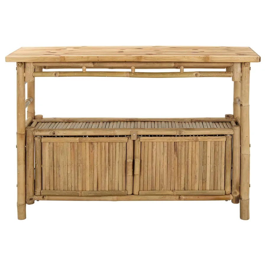 Table console avec étagère Naturel 110 x 35 x 75 cm Bambou - 4