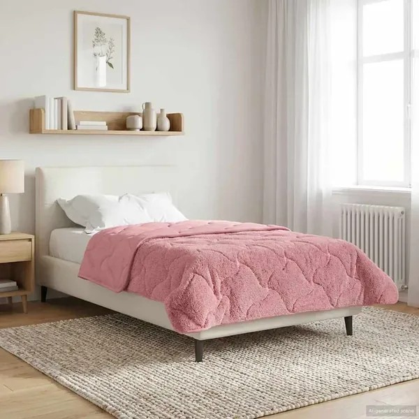 Duvet d'hiver Rose 135 x 200 cm Microfibre et polaire Teddy