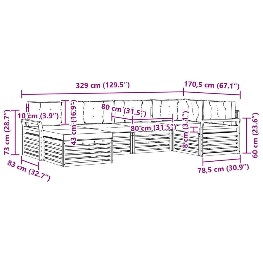 Ensemble de canapés d'extérieur 6 pcs Naturel et Crème - 9