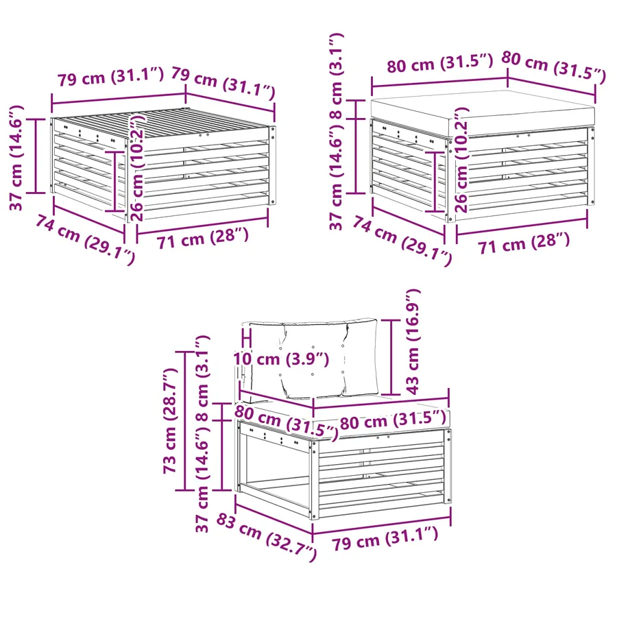 Ensemble de canapés d'extérieur 6 pcs Gris Naturel et Clair - 11