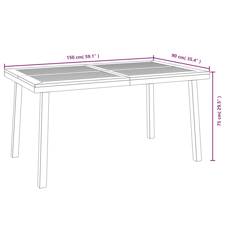 Ensemble à manger de jardin 5 pcs bois d'acacia massif et métal - 8
