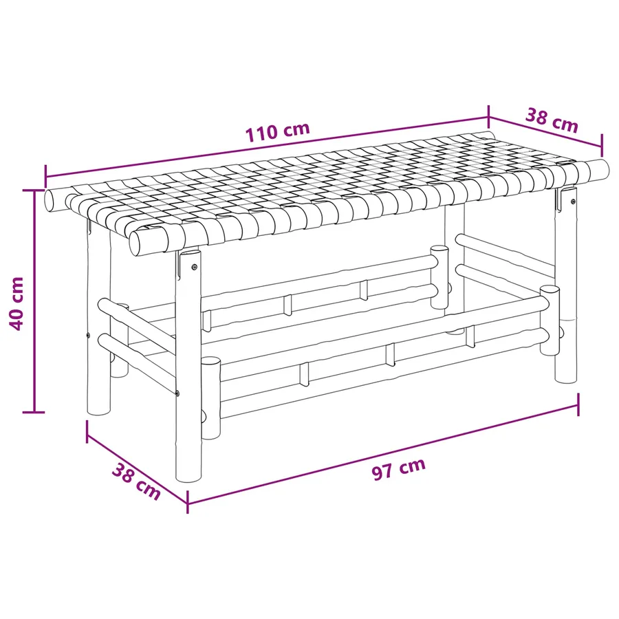 Banc de jardin 110 x 38 x 40 cm Bambou Naturel Rectangulaire - 6