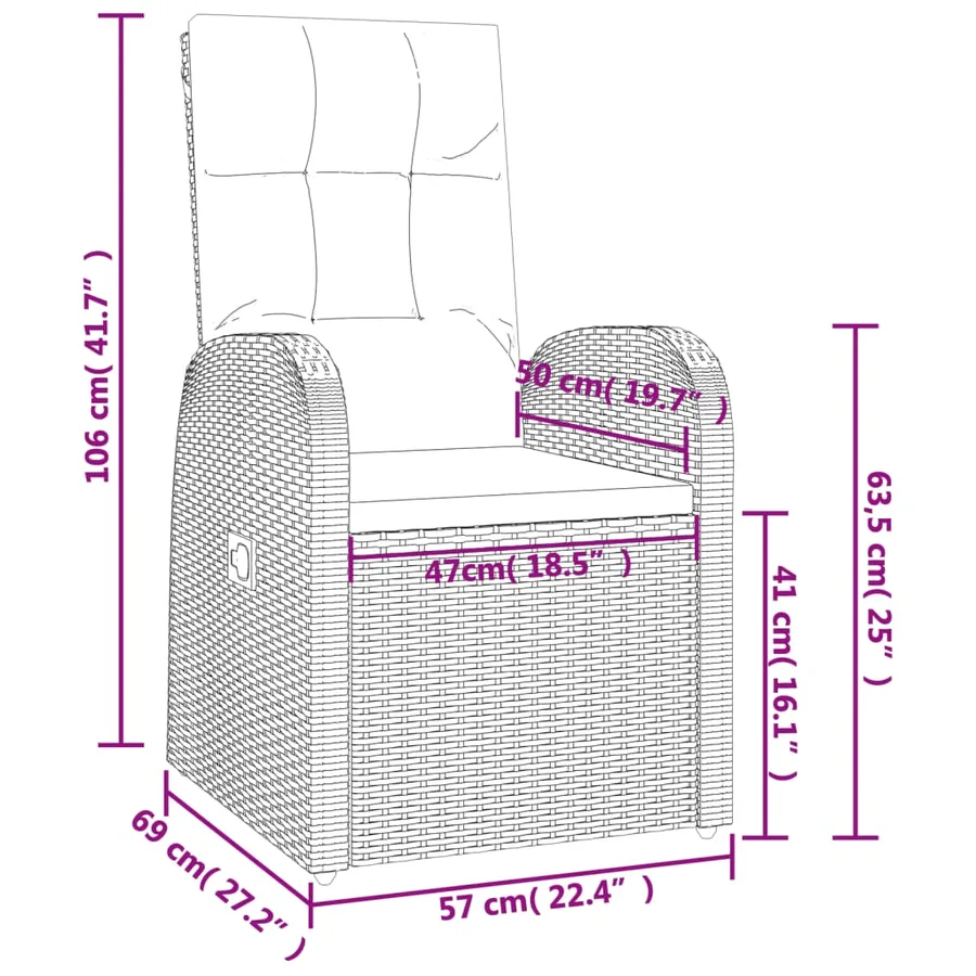 Ensemble à manger de jardin 9pcs coussins noir résine tressée - 11