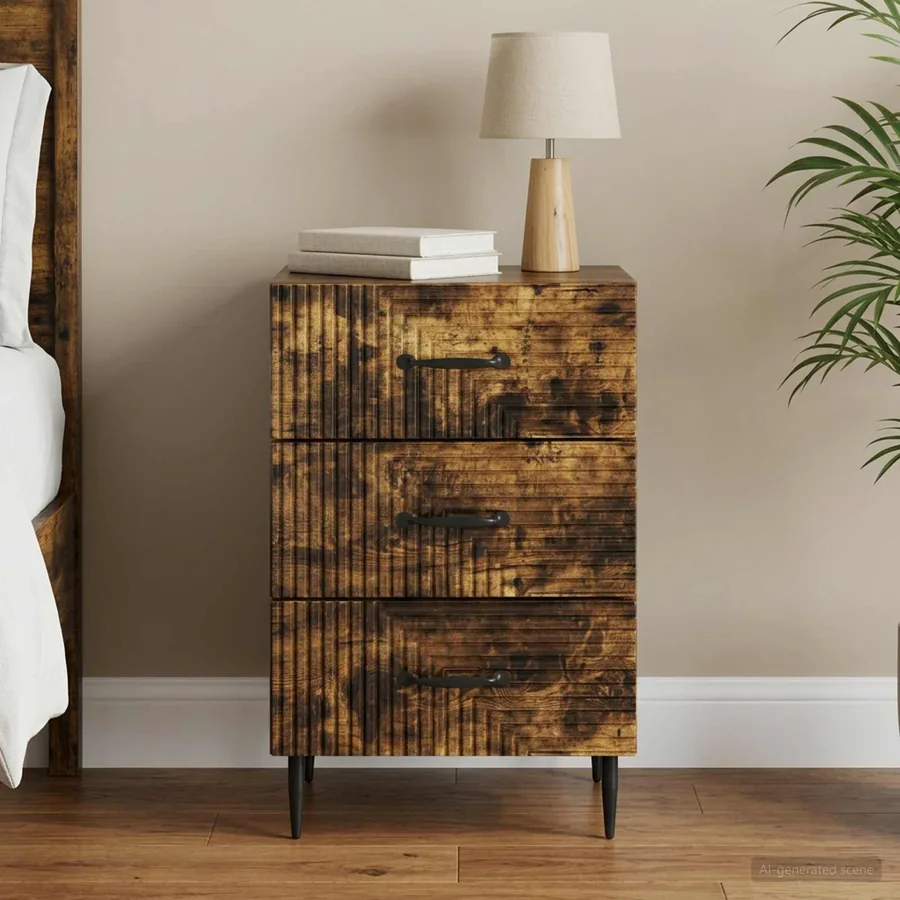 Cabinet de chevet avec tiroir Chêne fumé 43 x 41 x 66,5 cm