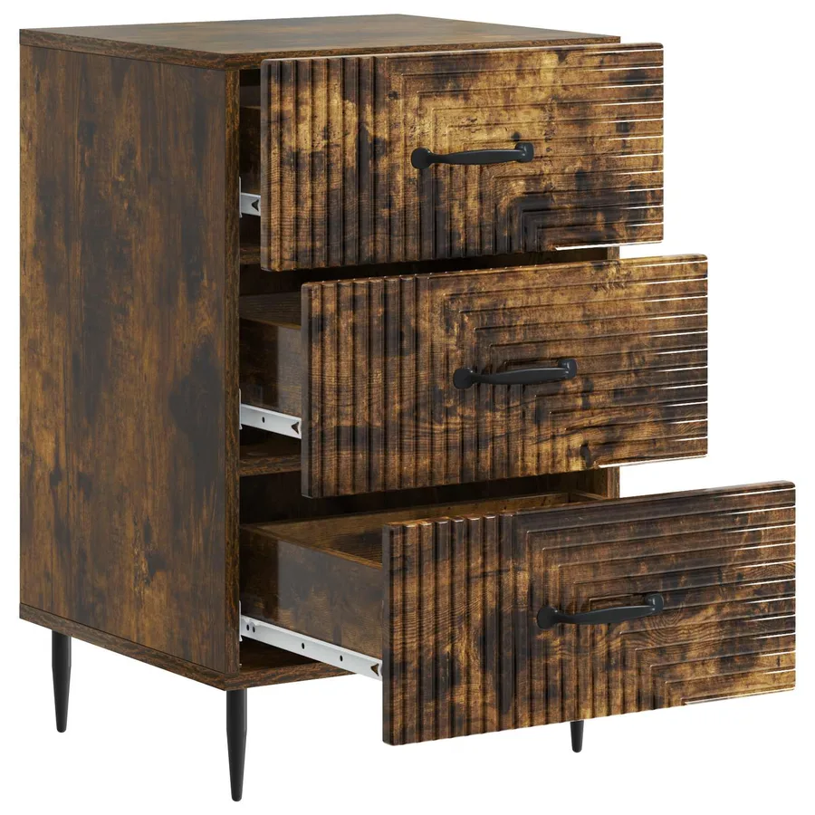 Cabinet de chevet avec tiroir Chêne fumé 43 x 41 x 66,5 cm - 4