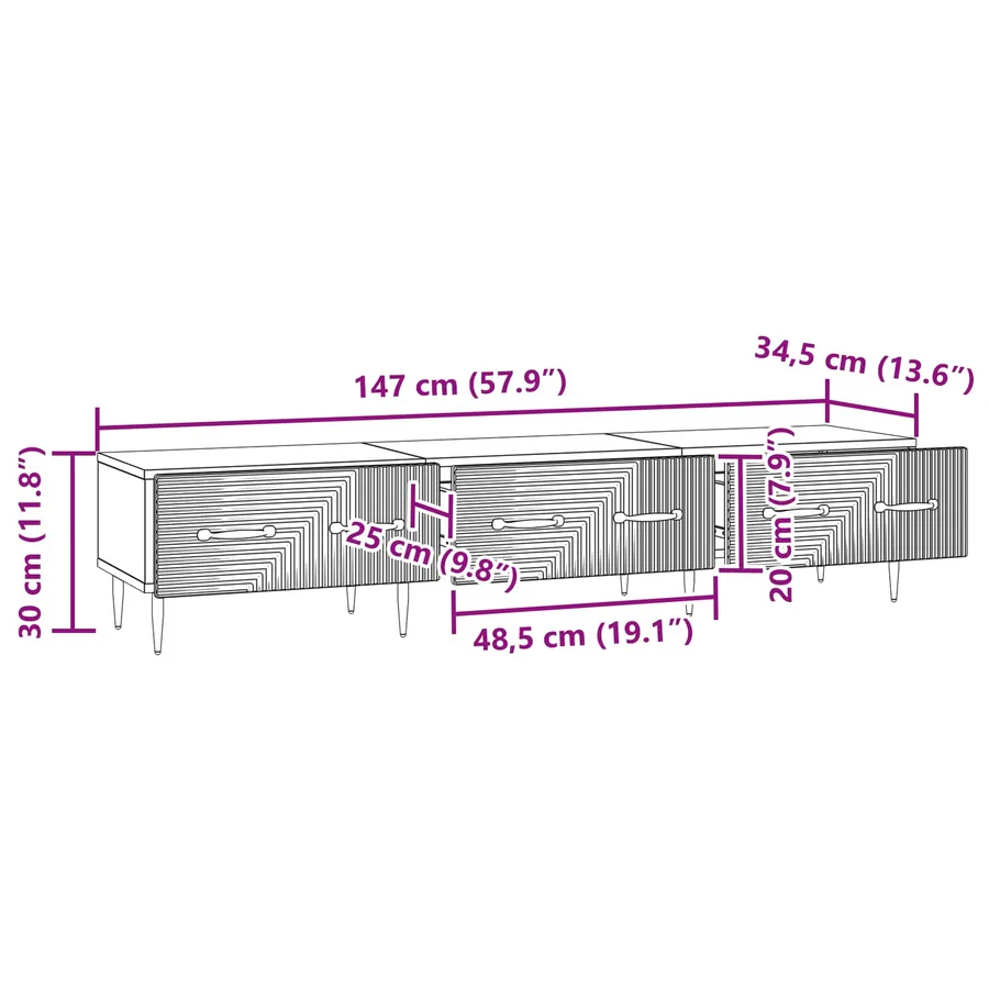 Meuble TV Blanc brillant 147 x 34,5 x 30 cm Bois d'ingénierie - 11