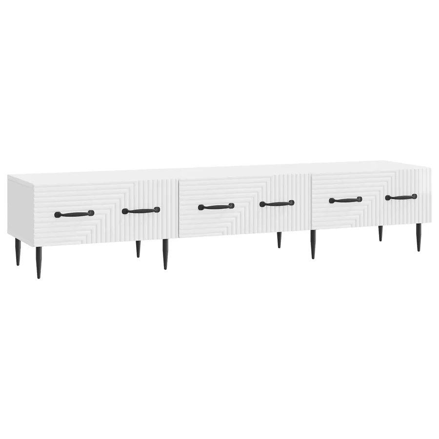 Meuble TV Blanc brillant 147 x 34,5 x 30 cm Bois d'ingénierie - 2