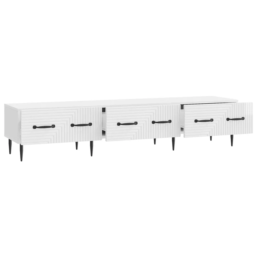 Meuble TV Blanc brillant 147 x 34,5 x 30 cm Bois d'ingénierie - 5