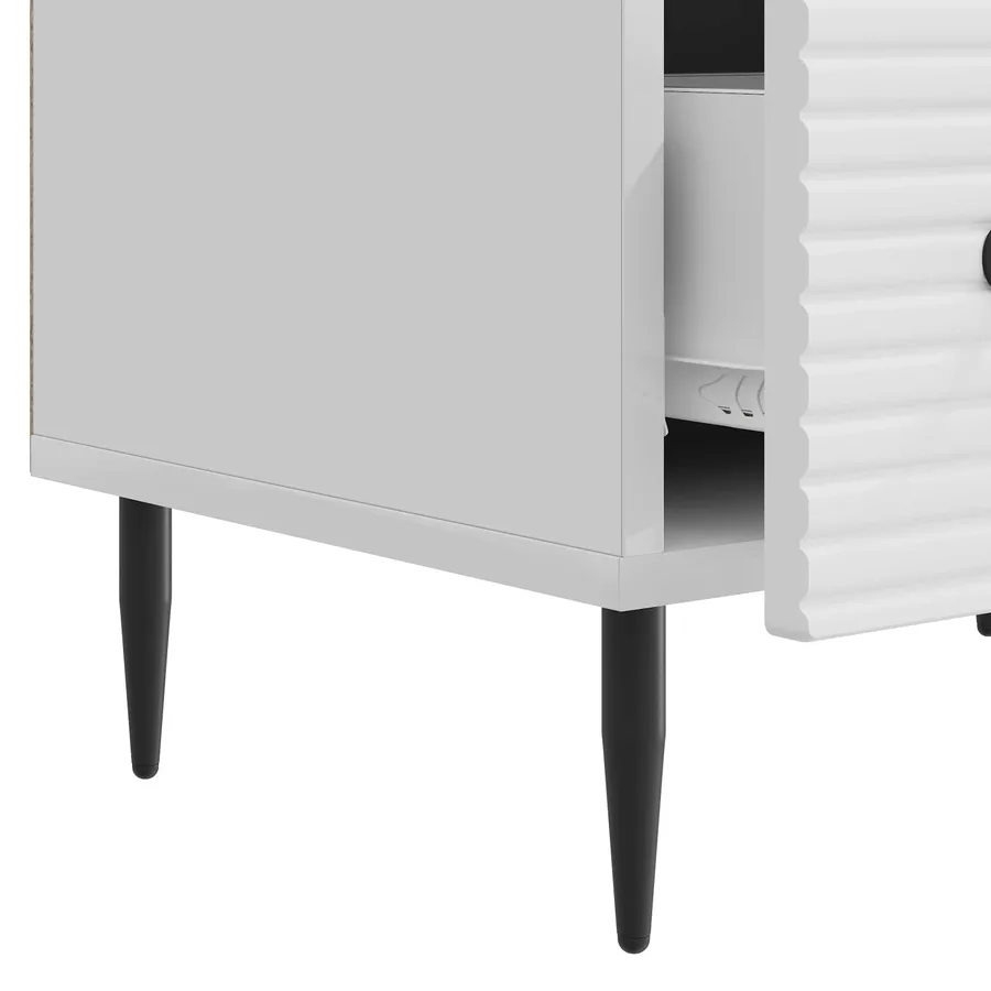 Meuble TV Blanc brillant 147 x 34,5 x 30 cm Bois d'ingénierie - 9