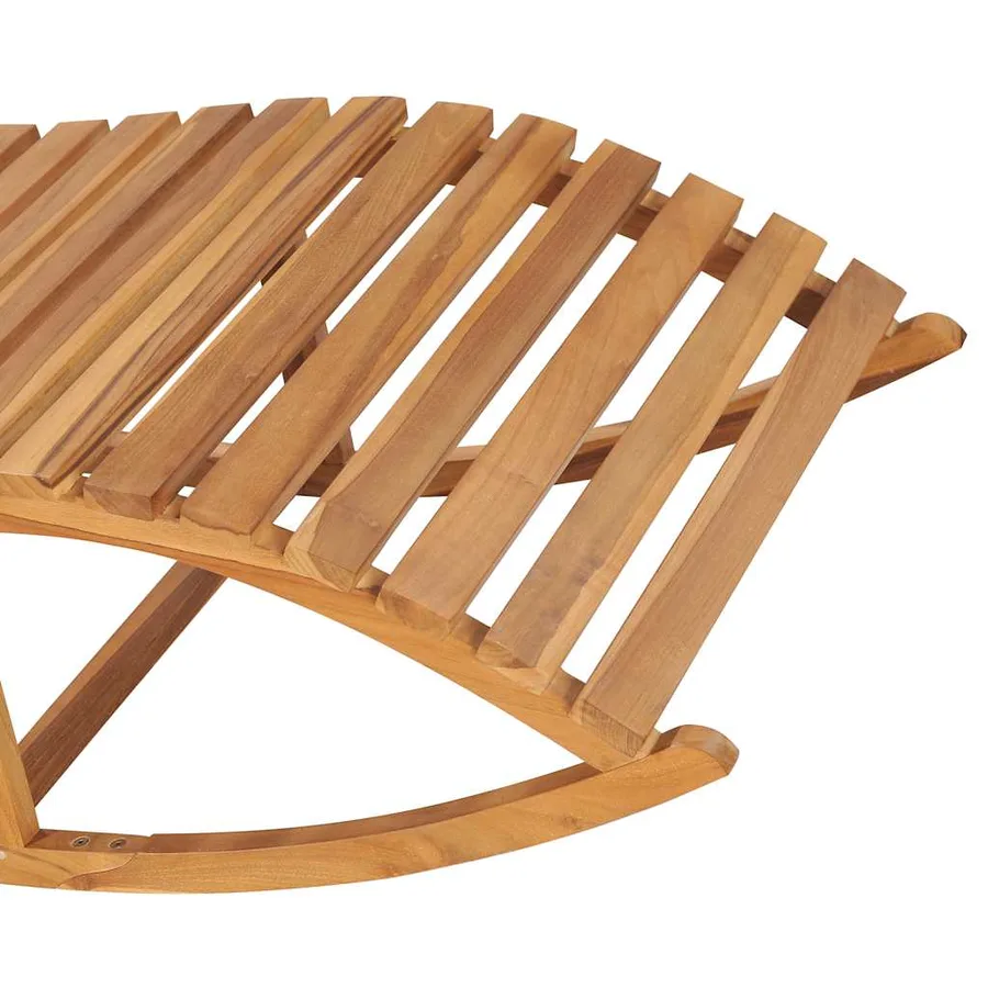 Chaise longue à bascule avec coussin Bois de teck solide - 4