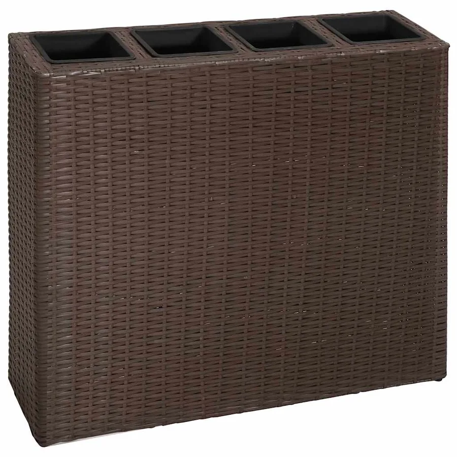 Lits surélevés de jardin et 4 pots 2 pcs Résine tressée Marron - 3