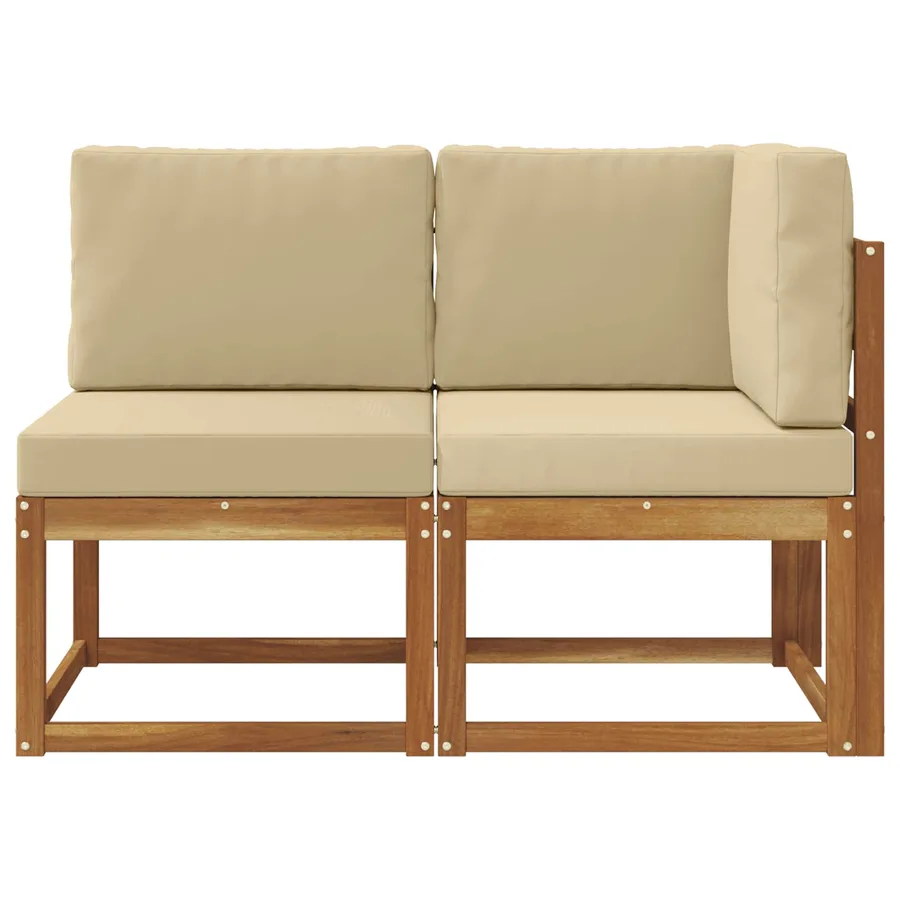 Canapé d’extérieur milieu et coin 2 Pièce Naturel et Beige - 3