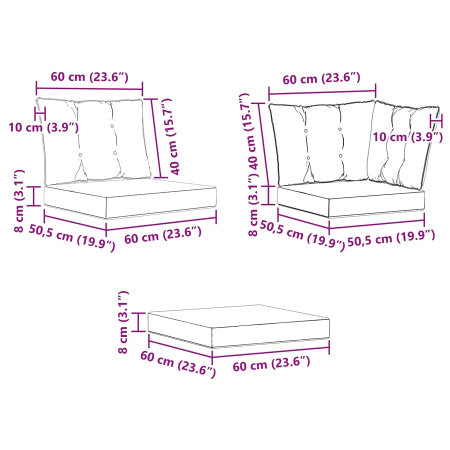 Canapés modulaires d'extérieur 3 Pièce Naturel et Crème - 16