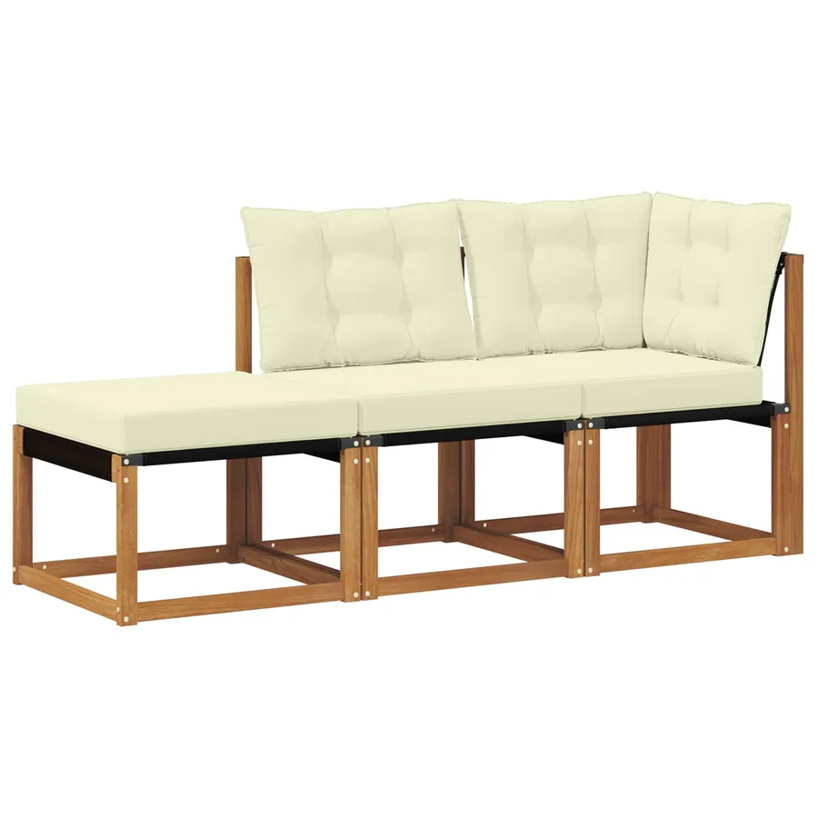 Canapés modulaires d'extérieur 3 Pièce Naturel et Crème - 2