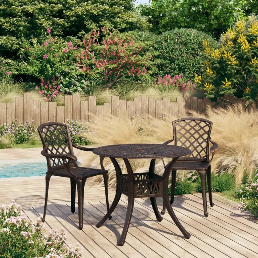 Bistro Set 3 pcs Cast Aluminium Bronze