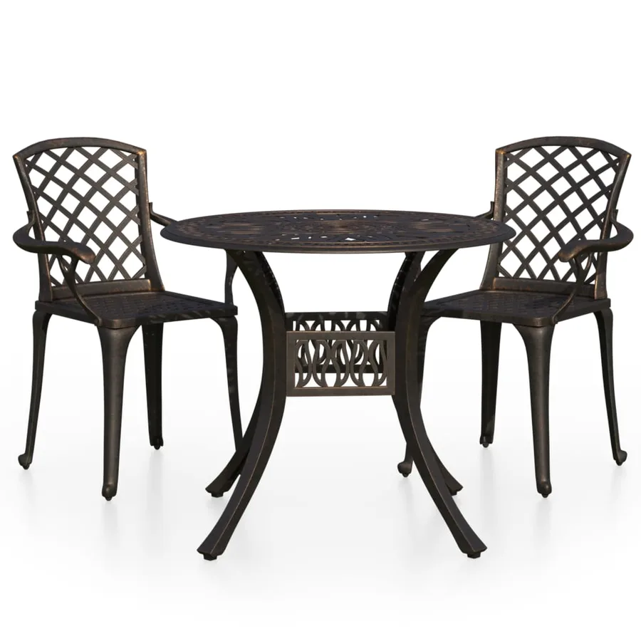 Bistro Set 3 pcs Cast Aluminium Bronze - 2