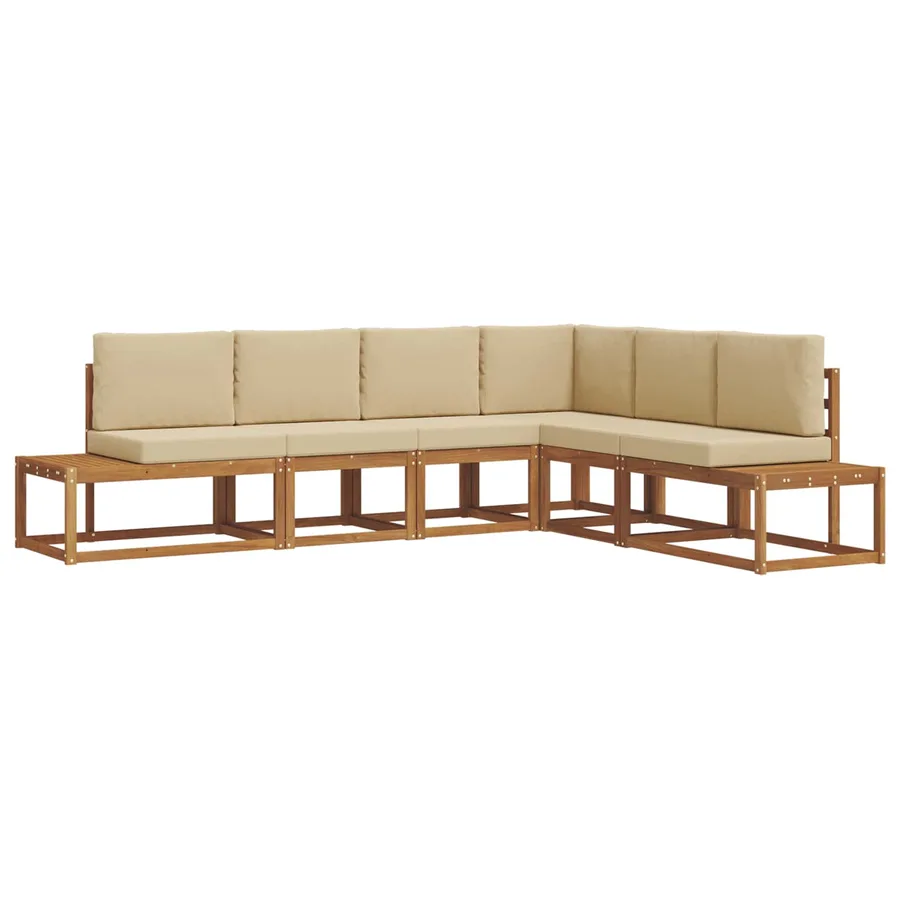 Ensemble de canapés d'extérieur 6 Pièce Naturel et Beige - 2