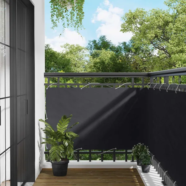Écran de balcon Noir 100 x 600 cm Tissu Oxford