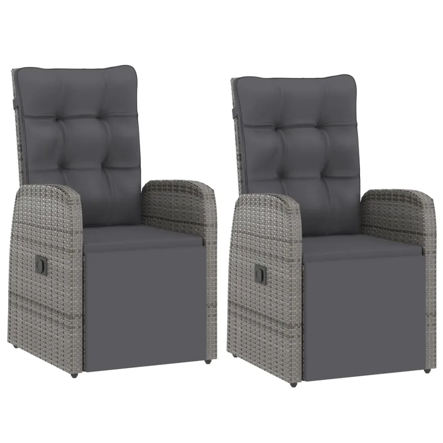 Salon de jardin 11 pcs avec coussins Résine tressée Gris - 13