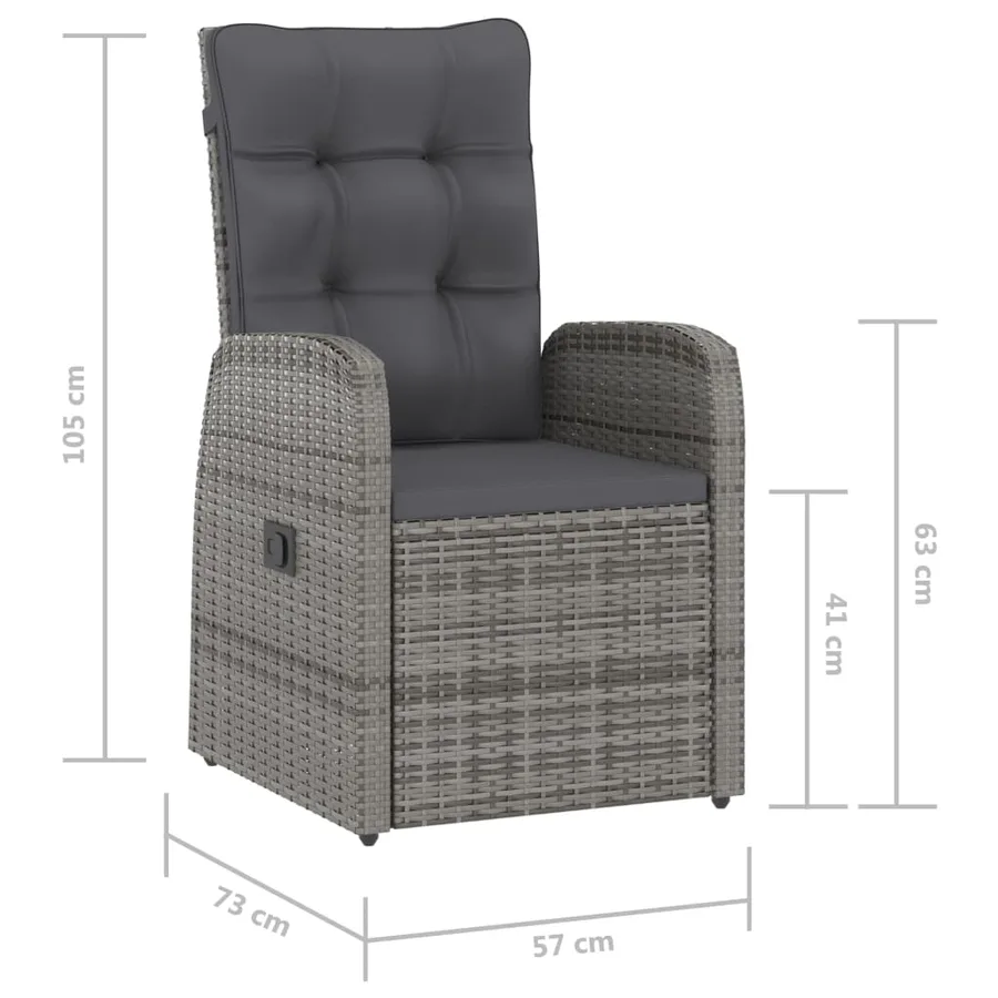 Salon de jardin 11 pcs avec coussins Résine tressée Gris - 19