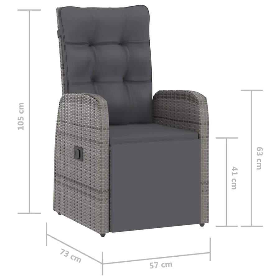 Garden Lounge Set 11 pcs with Cushions Poly Rattan Grey - 20