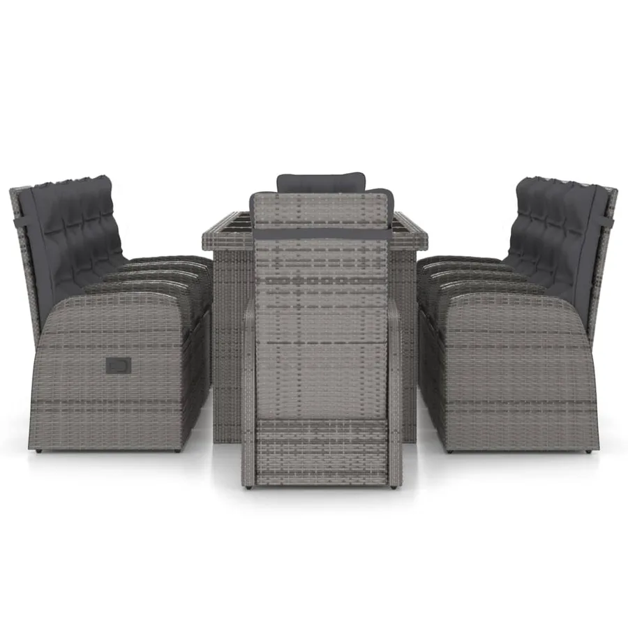 Garden Lounge Set 11 pcs with Cushions Poly Rattan Grey - 3