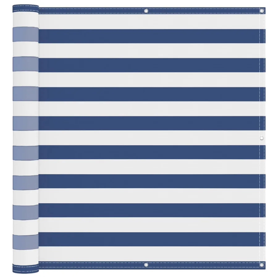 Écran de balcon Bleu et Blanc 110 x 600 cm Tissu Oxford - 2