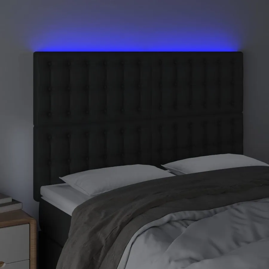 Tête de lit à LED Noir 144x5x118/128 cm Similicuir - 3