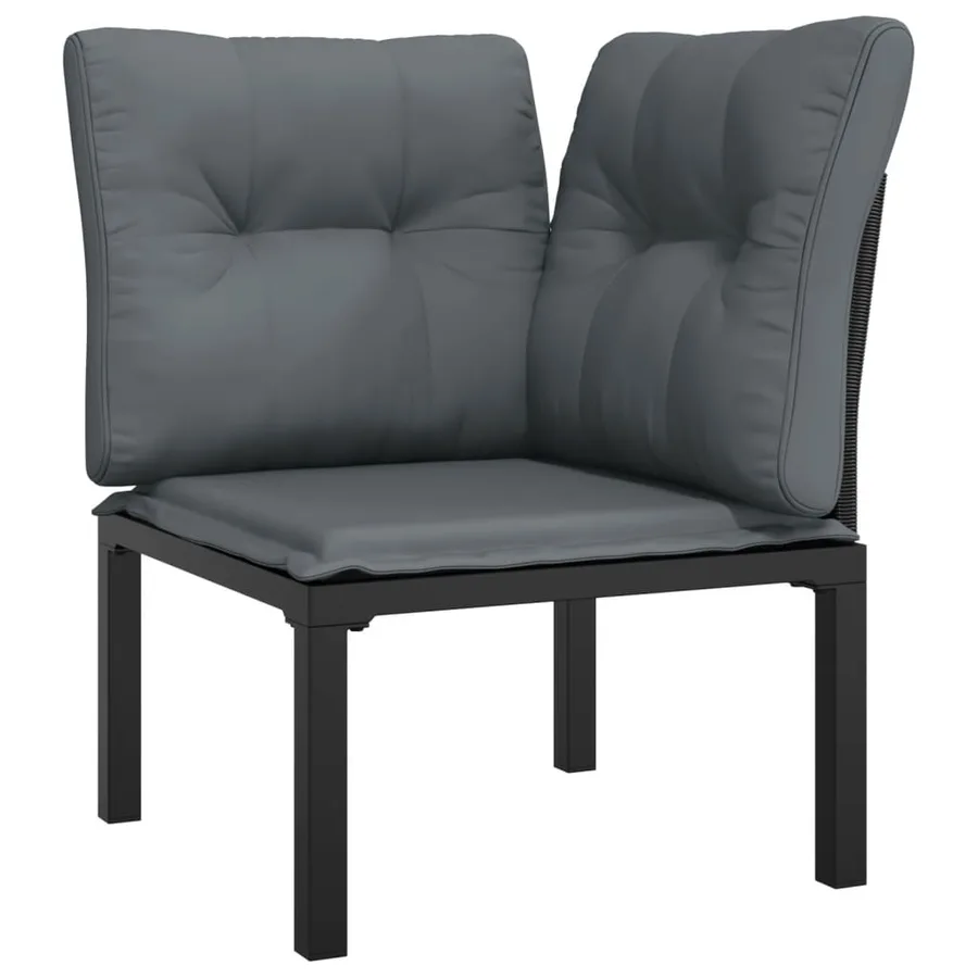 Salon de jardin 6 pcs noir et gris résine tressée - 4