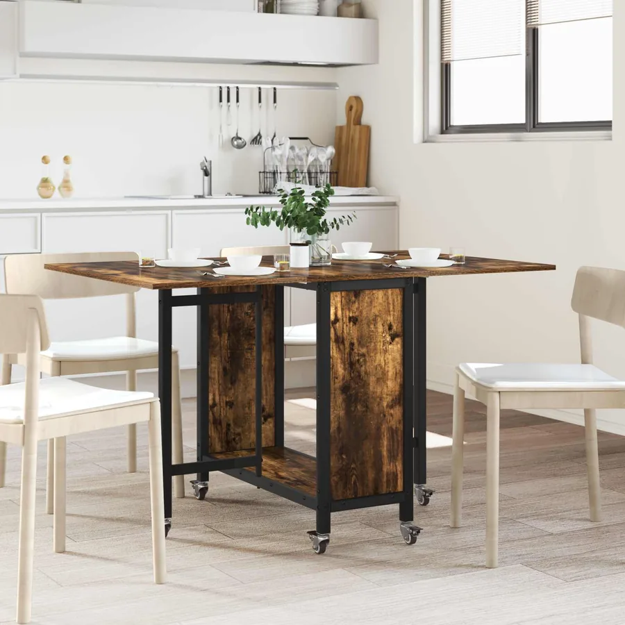 Table à manger pliante avec roulettes 130 x 80 x 76,5 cm